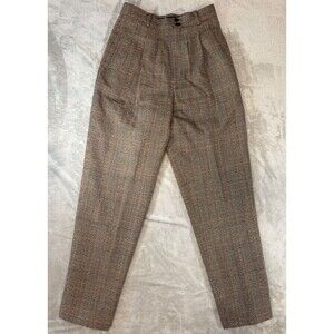 Alanni by Donnybrook Plaid Wool Trousers High Waist Pleated Old Money Dark Acade